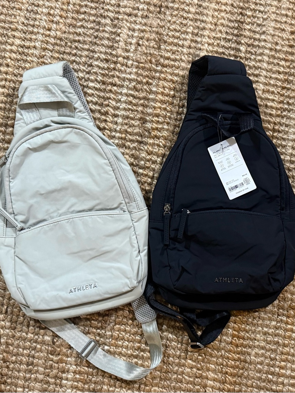 Athleta women’s Sling Bag Duo — Black and Cream